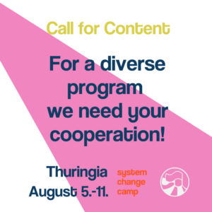 Sharepic with the inscription "call for content - for a diverse program we need your cooperation!"
